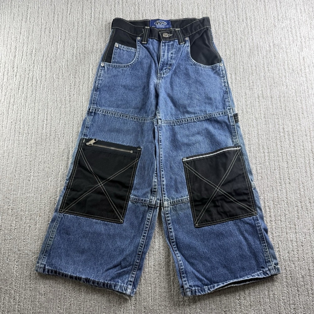 Lee Pipes Kids XS Blue Wide Leg Skate Jeans Baggy Denim 24x21